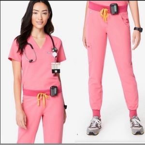 XXS Neon Pink FIGS Catarina Scrub Top